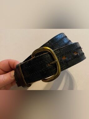 Tony Lama Belt Western Black Lizard Embossed Leather